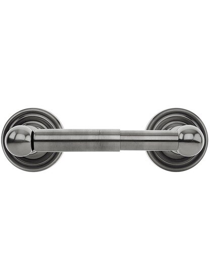Brass Toilet-Paper Holder with Classic Rosettes in Antique Pewter.